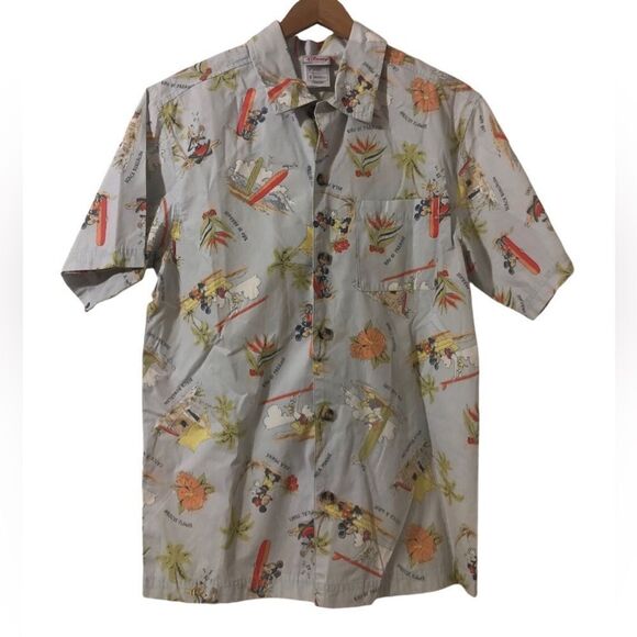 Vintage Disney Shopping Men’s Small Mickey Minnie Goofy Donald Hawaiian Shirt - Picture 1 of 5